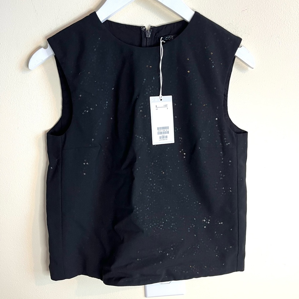 COS Black Sleeveless Sparkly Blouse NWT